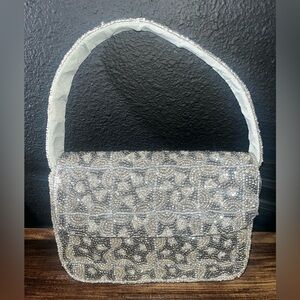 NWT Studio 12 Made In India Silver Beaded women Bag elegant casual